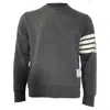 Thom Browne Milano Stitch Cotton Crewneck Sweater In Grey