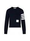Thom Browne Pullover Sweatshirt With Engineered 4 Bar In Classic Loopback Clothing In Blue