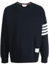 Thom Browne Classic Sweatshirt In Classic Loopback With Engineered 4 Bar Clothing In Blue
