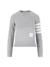 Thom Browne 4-bar' Crewneck Sweatshirt - Grey