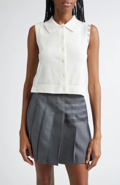 THOM BROWNE THOM BROWNE 4-BAR CROP COTTON POLO