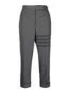 Thom Browne Cropped Trousers With Striped Pattern And Button Detailing In Grey