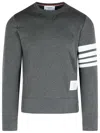 Thom Browne '4 Bar' Dark Grey Cotton Sweatshirt In Gray