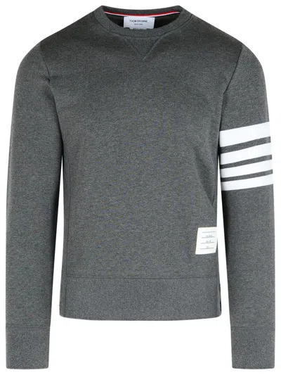 THOM BROWNE THOM BROWNE '4 BAR' DARK GREY COTTON SWEATSHIRT