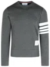 Thom Browne '4 Bar' Dark Grey Cotton Sweatshirt In Gray