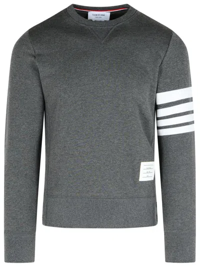 Thom Browne '4 Bar' Dark Grey Cotton Sweatshirt In Gray