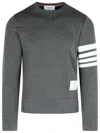 Thom Browne '4 Bar' Dark Grey Cotton Sweatshirt In Gray