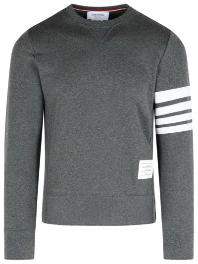 THOM BROWNE '4 BAR' DARK GREY COTTON SWEATSHIRT