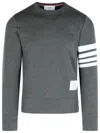 Thom Browne '4 Bar' Dark Grey Cotton Sweatshirt In Gray