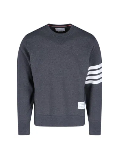 THOM BROWNE 4 BAR DARK GREY COTTON SWEATSHIRT
