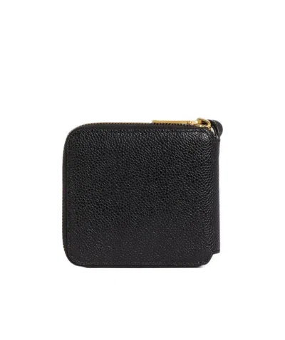 Thom Browne 4-bar Debossed Compact Wallet In Black