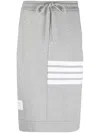 Thom Browne Light Grey Classic Loopback Jersey Engineered 4-bar Stripe Drawstring Sack Skirt In Navy