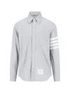 Thom Browne Classic Button-down Long-sleeve Shirt With Three-stripe Detail In Gray
