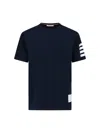 Thom Browne Crew Neck T-shirt With Distinctive 4-bar Logo In Blue