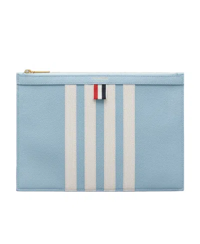 Thom Browne 4-bar Detailed Clutch Bag In Blue