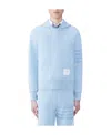 Thom Browne 4 Bar Double Face Knit Hoodie Light Blue In Blue