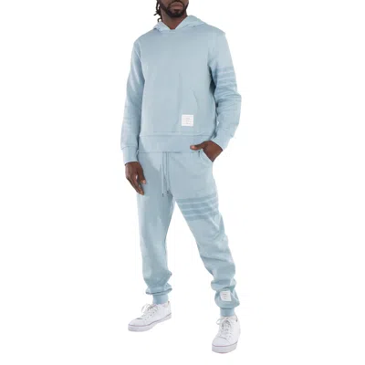 Thom Browne 4 Bar Double Face Knit Hoodie Light Blue