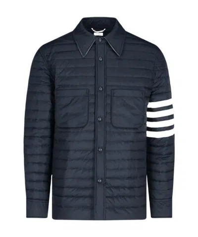 Thom Browne 4-bar Down Fill Shirt Jacket In Blue