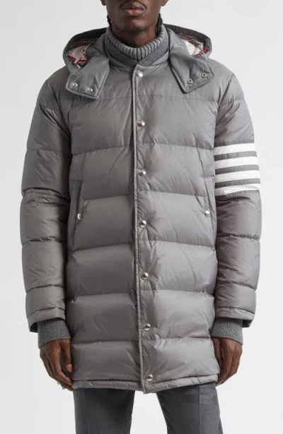 Thom Browne 4-bar Down Hooded Coat In Medium Grey
