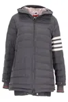 Thom Browne Down Fill Funnel Neck Ski Jacket With Intarsia In Med Grey