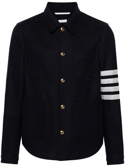 THOM BROWNE 4-BAR FELTED SHIRT JACKET