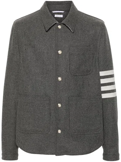 Thom Browne 4 Bar Felted Utility Jacket In Gray