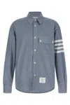 Thom Browne 4 Bar Stripe Flannel Shirt In Blue
