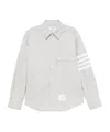 Thom Browne Oversized Cotton Shirt Contrast Stitching In Gray