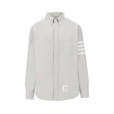 Thom Browne '4 Bar' Flannel Shirt In Gray