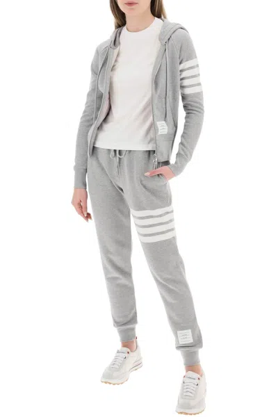 Thom Browne 4-bar Full Zip Hoodie In Grey