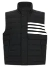Thom Browne Striped High Neck Padded Sleeveless Vest In Black