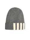 Thom Browne Grosgrain Loop Tab Cashmere Beanie In Grey