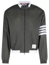 Thom Browne '4 Bar' Grey Polyester Jacket In Gray