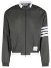 Thom Browne '4 Bar' Grey Polyester Jacket In Gray