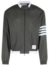 Thom Browne 4 Bar Grey Polyester Jacket In Gray