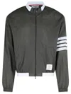 Thom Browne 4 Bar Grey Polyester Jacket In Gray