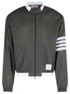 Thom Browne 4 Bar Grey Polyester Jacket In Gray