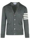 Thom Browne 4-bar Wool Fine Knit Cardigan In Grey