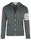 Thom Browne 4-bar Grey Virgin Wool Cardigan In Gray