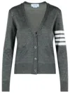 Thom Browne '4 Bar' Grey Virgin Wool Cardigan In Green