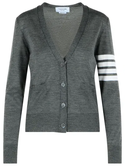 Thom Browne '4 Bar' Grey Virgin Wool Cardigan In Green