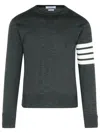 Thom Browne 4-bar Grey Virgin Wool Sweater In Grey