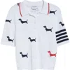 Thom Browne 'hector' Embroidered Polo Shirt In White