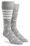 Thom Browne Printed-motif Socks In Light Grey
