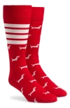 Thom Browne 4-bar Hector Jacquard Crew Socks In Red