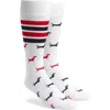 Thom Browne Dog Motif Striped Pattern Mid-calf Socks In White