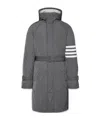 Thom Browne Poly Twill 4-bar Hooded Down Parka With Belt Clothing In Gray