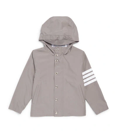 Thom Browne Kids' 4-bar Hooded Jacket (2-12 Years) In Grey