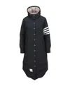 Thom Browne Navy Blue Feather Down 4-bar Coat In Black