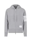Thom Browne Mens Light Grey Striped Brand-patch Cotton-jersey Hoody